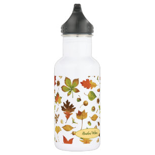 Chute Feuilles Nature Bouteille d'eau avec le nom