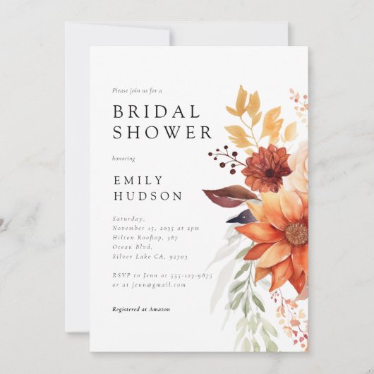 Chute Floral Boho Bridal Showée Invitation (Devant)