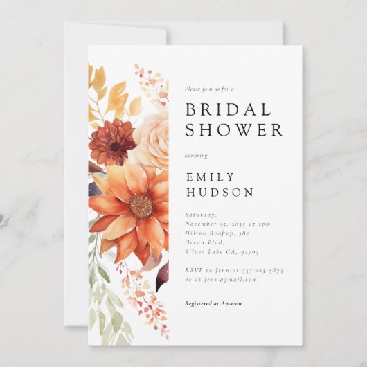 Chute Floral Boho Bridal Showée Invitation (Devant)