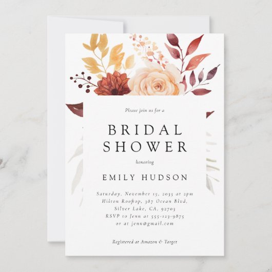 Chute Floral Boho Bridal Showée Invitation (Devant)