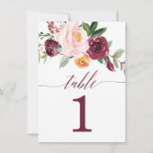 Chute floral bordeaux roux numéros de table rose (Dos)