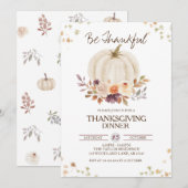 Chute Floral Citrouille Thanksgiving Invitation (Devant / Derrière)