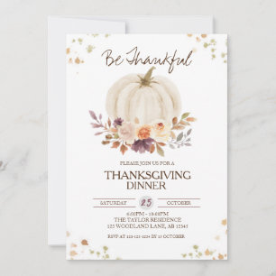 Chute Floral Citrouille Thanksgiving Invitation
