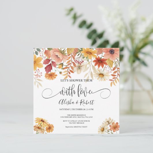 Chute Floral Couples Douche Invitation (Debout devant)