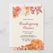 Chute Florale Citrouille Thanksgiving Invitations (Devant)