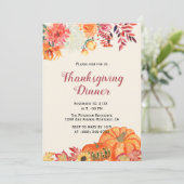 Chute Florale Citrouille Thanksgiving Invitations (Debout devant)