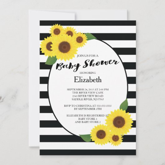 Chute moderne Sunflower Baby Shower Invitations (Devant)
