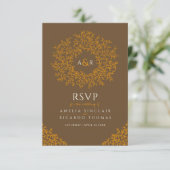 Chute orange brun feuille monogramme RSVP mariage (Debout devant)