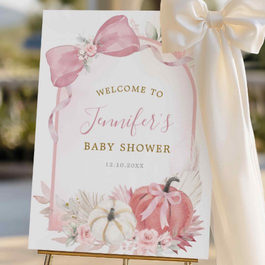 Chute rose Citrouille Coquette Affiche de bienvenu