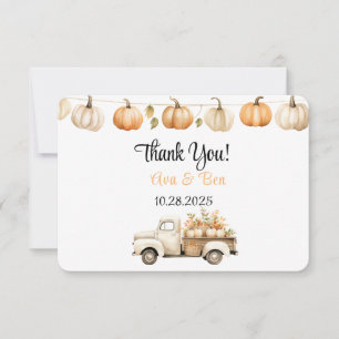 Chute Vintage Camion avec Citrouilles Merci Cartes
