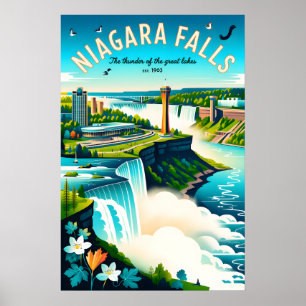 Chutes Niagara Canada Affiche d'art rétro de voyag