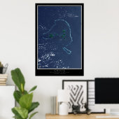 Chuuk Truk Lagoon Micronesia Satellite Map Poster (Thuiskantoor)