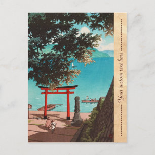 Chuzenji Temple bij Utagahama Beach Hasui Kawase Briefkaart