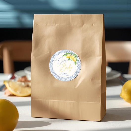 Ciao Baby Bambino Lemon Italian Baby Shower Ronde Sticker