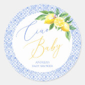Ciao Baby Bambino Lemon Italian Baby Shower Ronde Sticker (Voorkant)