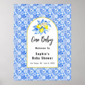 Ciao Baby, Blue Tiles And Lemons Baby Welcome Sign Poster (Voorkant)