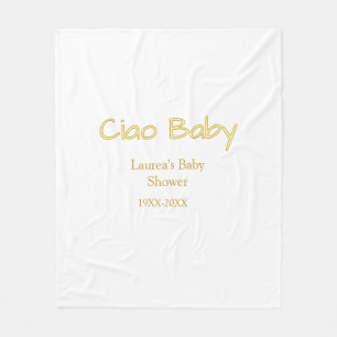 ciao baby geel goud pastel baby shower naam datum fleece deken