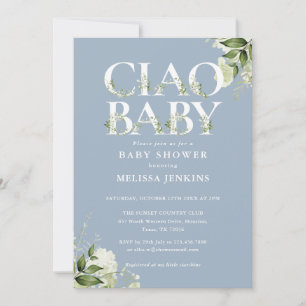 Ciao Baby Groene Letter Stof Blauw Baby Borrel Kaart