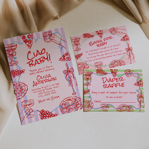 Ciao Baby Hand Drawn Pizza Italiaans Leuk Baby sho Kaart