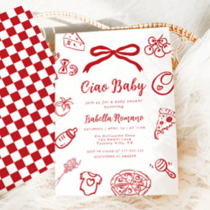 Ciao Baby Italiaans Handgetekende Pizza Baby showe Kaart