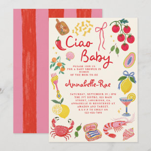 Ciao Baby Italiaanse Baby Shower Roze Rode Italiaa Kaart