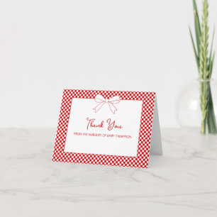 Ciao Baby! Italiaanse rode gingham babyfeest Bedankkaart
