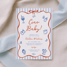 Ciao Baby Italiaanse Rood Blauwe Baby Shower