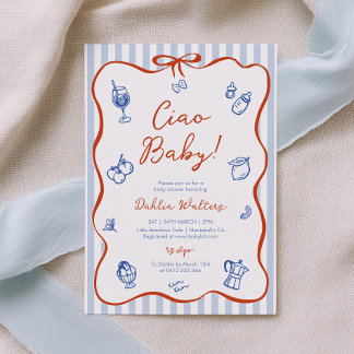 Ciao Baby Italiaanse Rood Blauwe Baby Shower Kaart