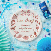 Ciao Baby Italian Themed Baby Shower Paper Plates Papieren Bordje (Feest)