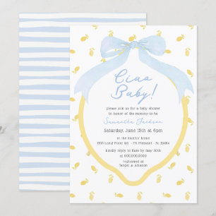 Ciao Baby Lemon & Blue Bow Boy Baby shower Kaart