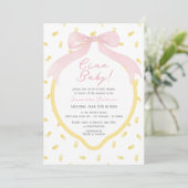 Ciao Baby Lemon & Pink Bow Pink Girl Baby shower Kaart (Staand voorkant)