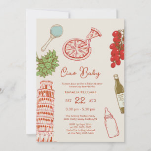 Ciao Baby Lijn Kunst Pizza All In One Baby Shower Kaart