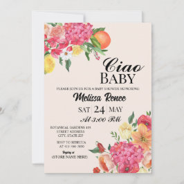 Ciao Baby shower Flower Invitation  Kaart
