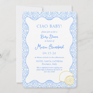 Ciao Baby shower Italiaans Mediterraan Citroenblau Kaart