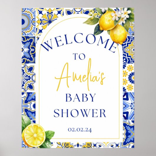 Ciao Baby shower Italien Carreaux Bleus Affiche de (Devant)