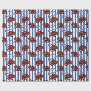 Ciao baby tomaat blauw Italiaanse baby shower Cadeaupapier