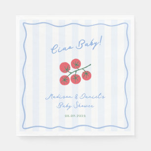 Ciao Baby! Tomaten Blauwe Rode Baby Shower Feest Servet