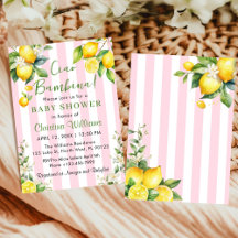 Ciao Bambina Baby shower Citrus rose Invitation