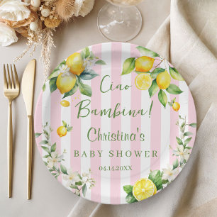 Ciao Bambina Baby Shower Roze Citroen Papieren Bor Bordje