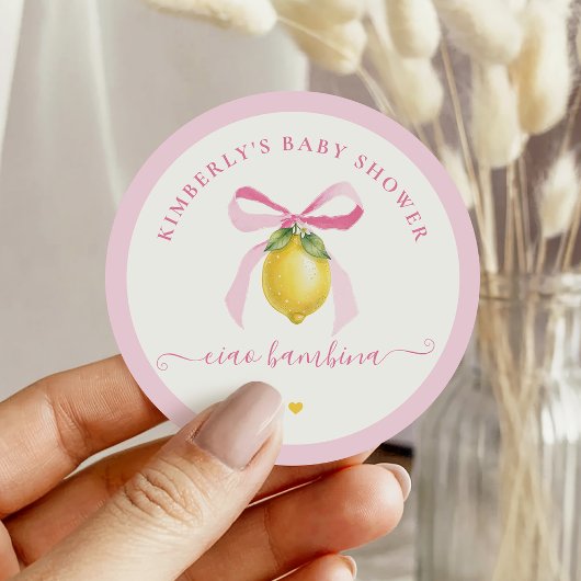 Ciao Bambina Pink Lemon Baby Shower Stickers