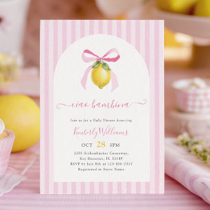 Ciao Bambina Roze Citroen Baby Shower Uitnodiging