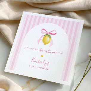 Ciao Bambina Roze Gestreepte Citroen Baby Shower Servet