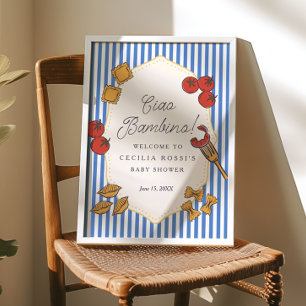 Ciao Bambino Blauw Italiaans Pasta Baby Shower Bor Poster
