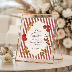 Ciao Bambino Italiaans pasta babyshower bord Poster