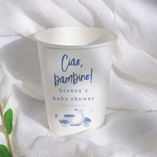 Ciao Bambino Italiaanse Blauwe Jongen Baby Shower Papieren Bekers