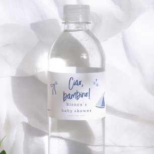 Ciao Bambino Italiaanse Blauwe Jongen Baby Shower Waterfles Etiket