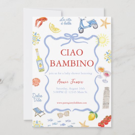 Ciao Bambino Italiaanse uitnodiging (Voorkant)
