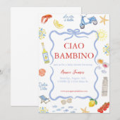 Ciao Bambino Italiaanse uitnodiging (Voorkant / Achterkant)
