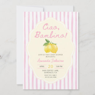 Ciao Bambino Roze Citroen Baby Shower Uitnodiging