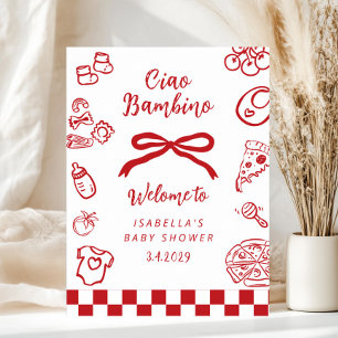 Ciao Bambino Whimsical Pizza Baby Shower Welkom Poster